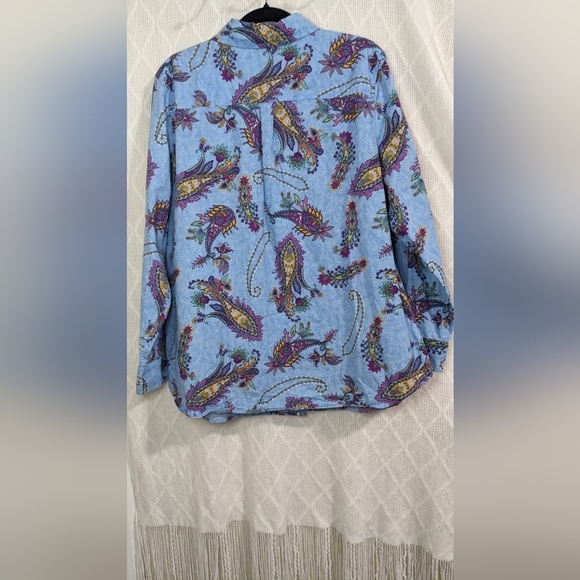 Talbots Paisley Cotton Button Front Shirt‎ - Swirly Paisley Size 1X - Picture 7 of 11